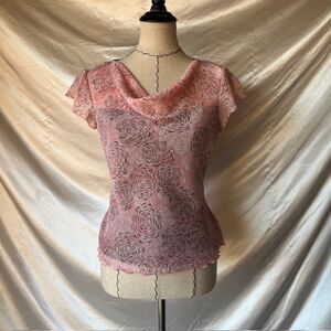 East 5th pink and black cowl neck top